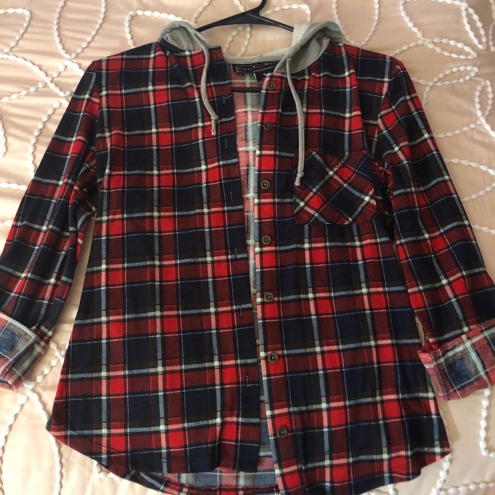 Flannel with hoodie